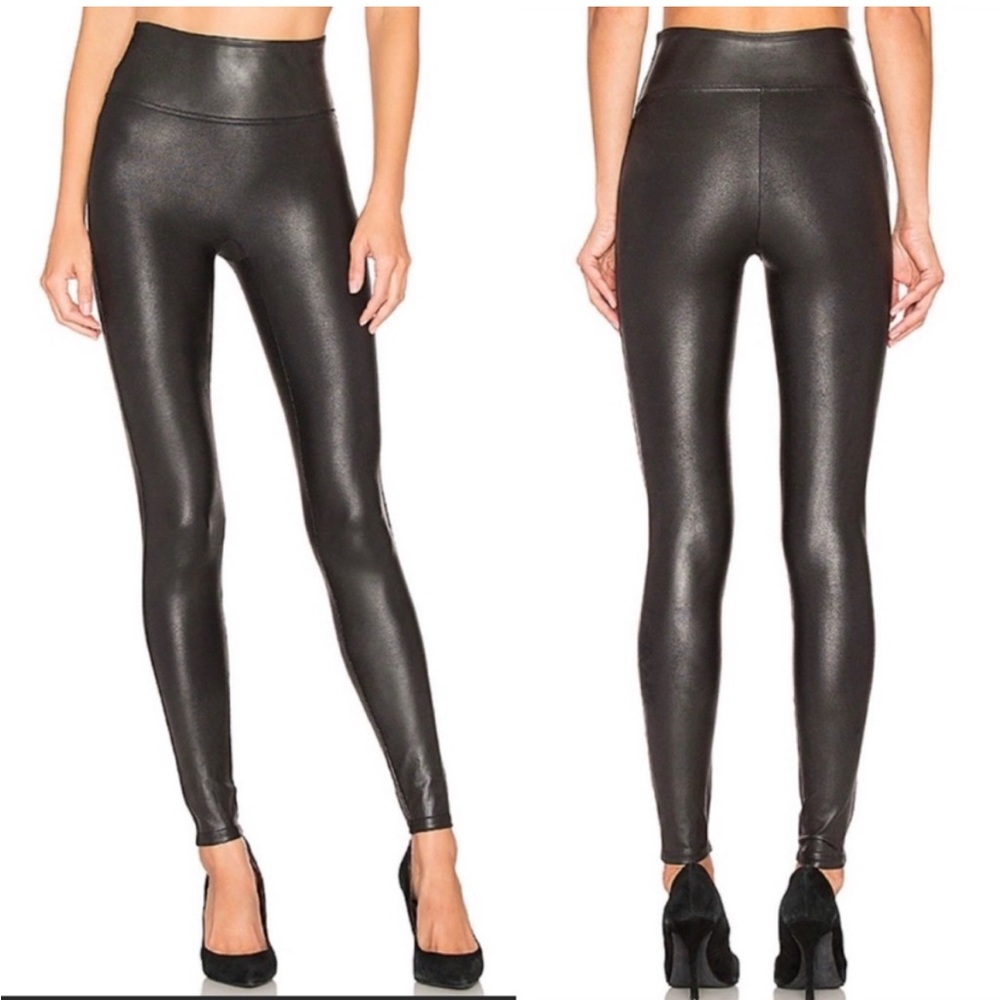 Spanx Black Faux Leather Leggings Size Medium